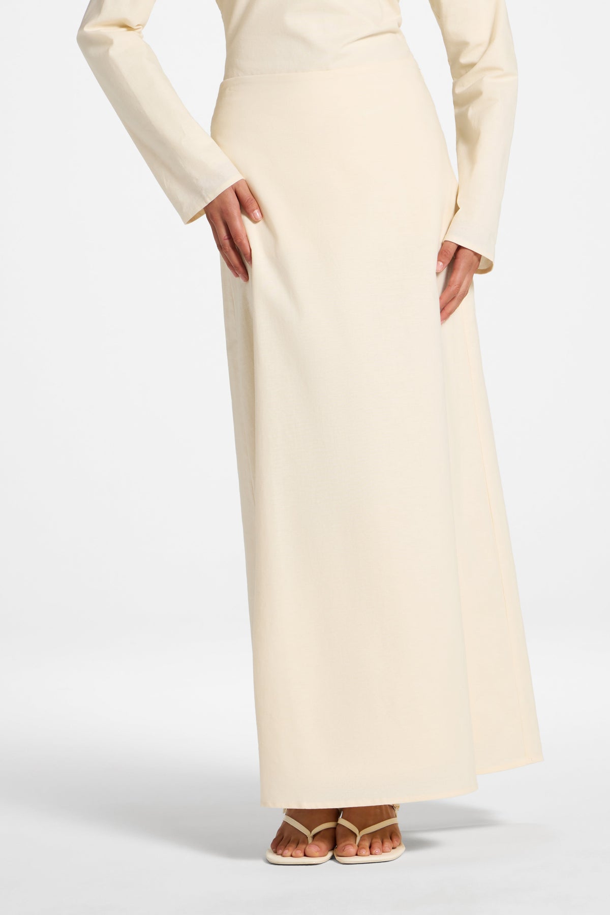 Cotton Linen Maxi Skirt - Off White