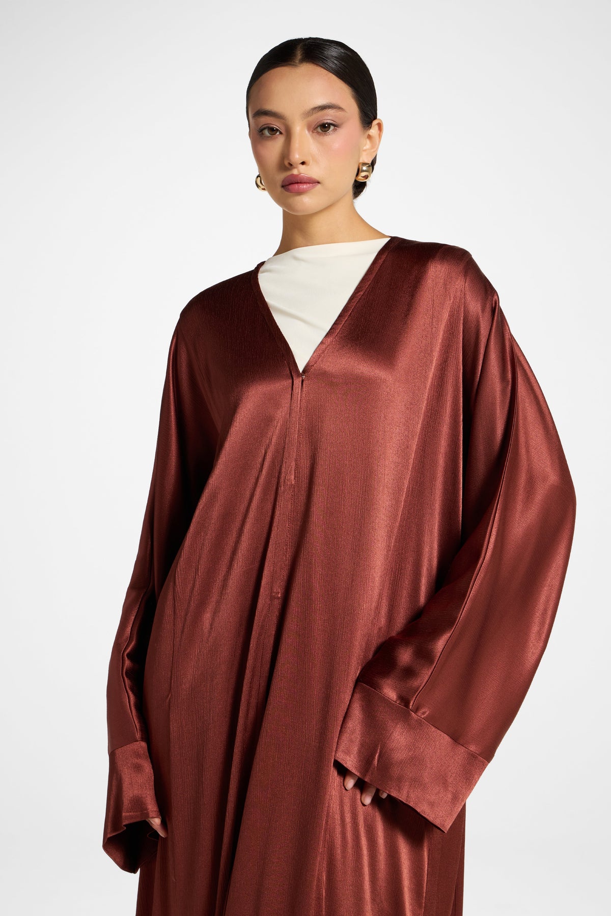 Cotton Open Abaya - Chocolate Raspberry