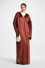 Cotton Open Abaya - Chocolate Raspberry