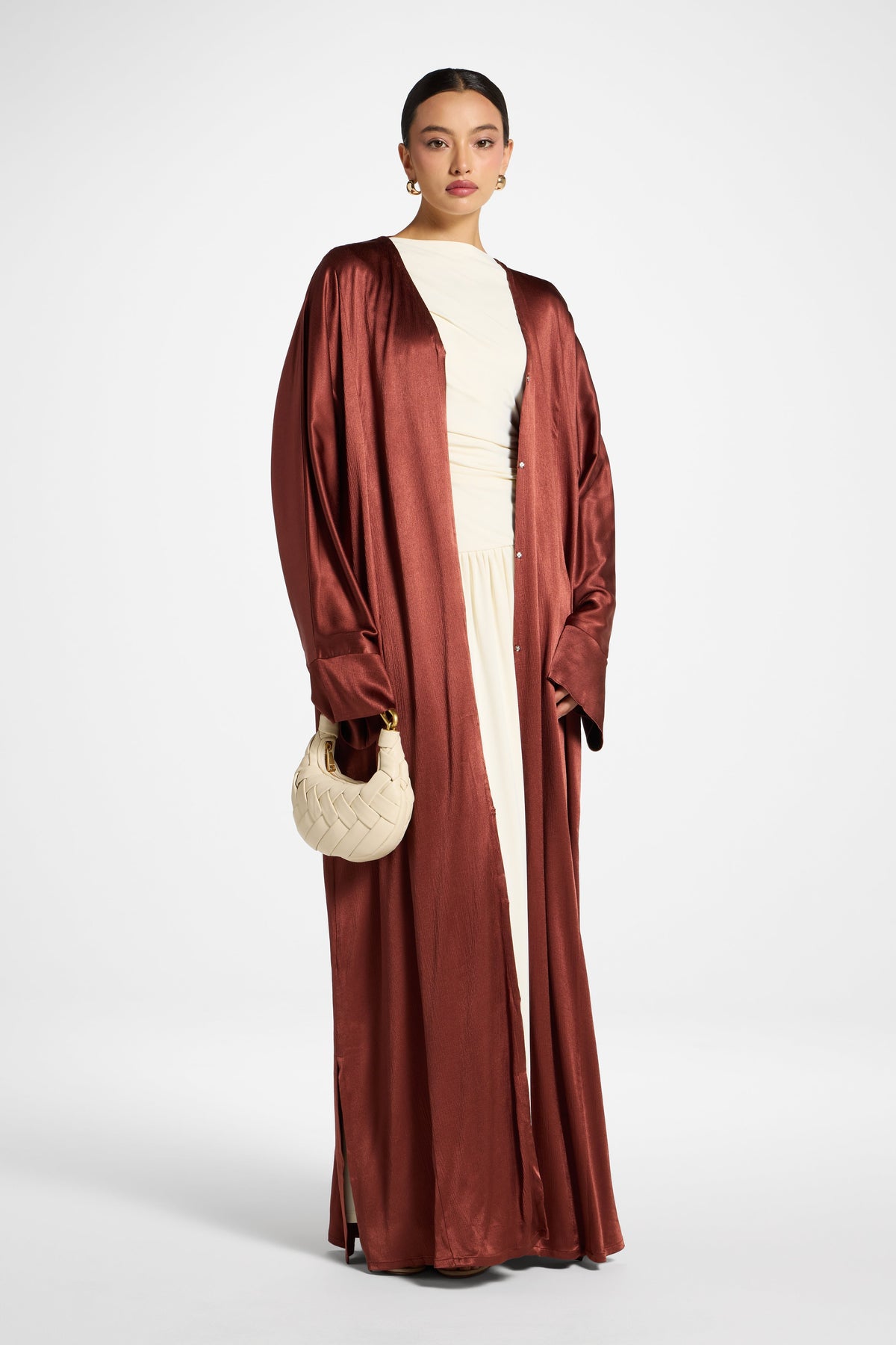 Cotton Open Abaya - Chocolate Raspberry