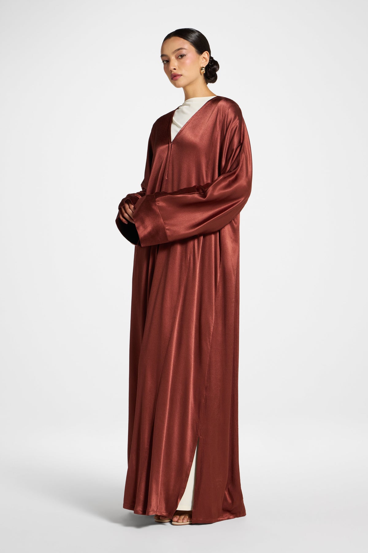 Cotton Open Abaya - Chocolate Raspberry