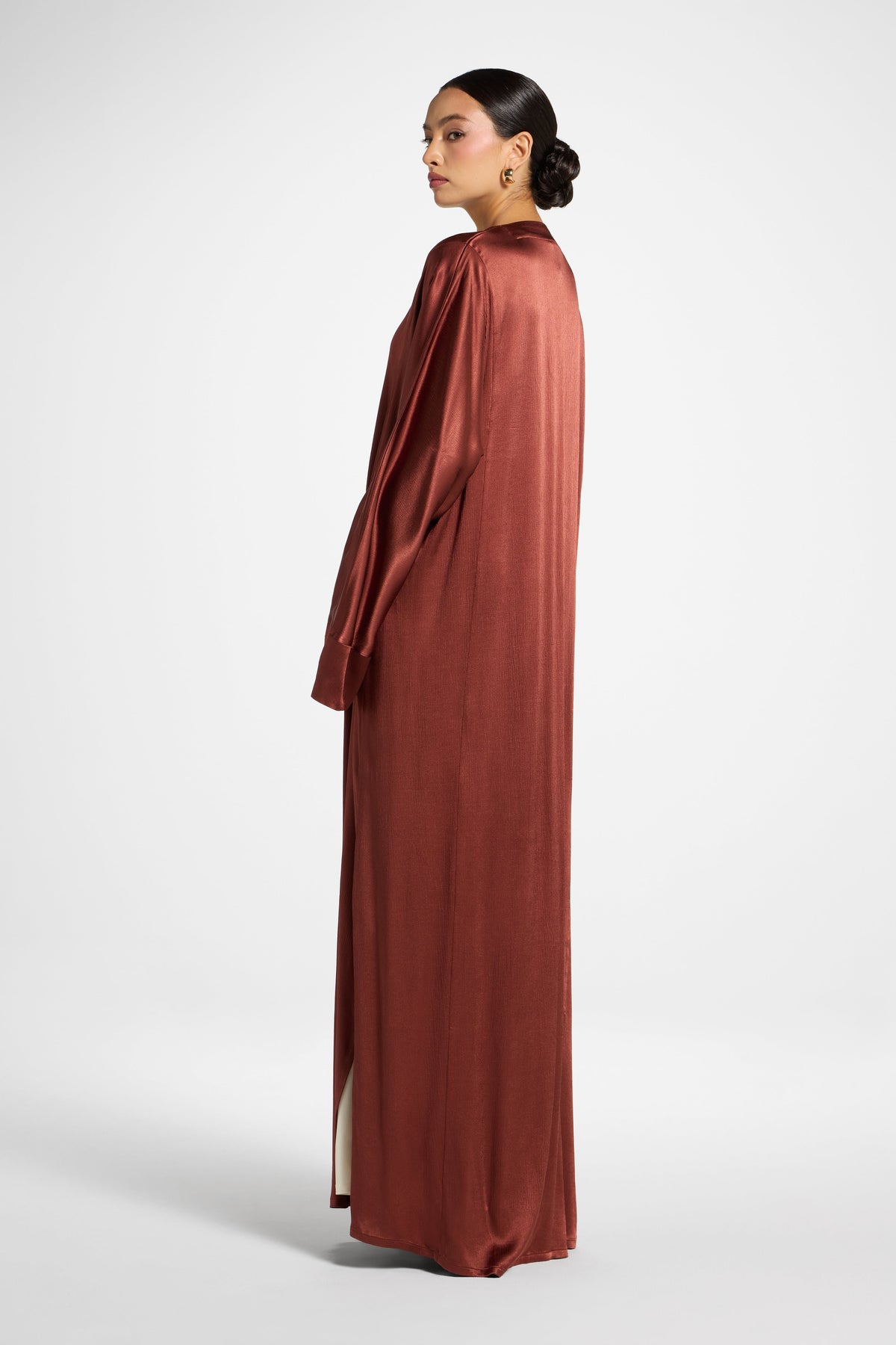 Cotton Open Abaya - Chocolate Raspberry