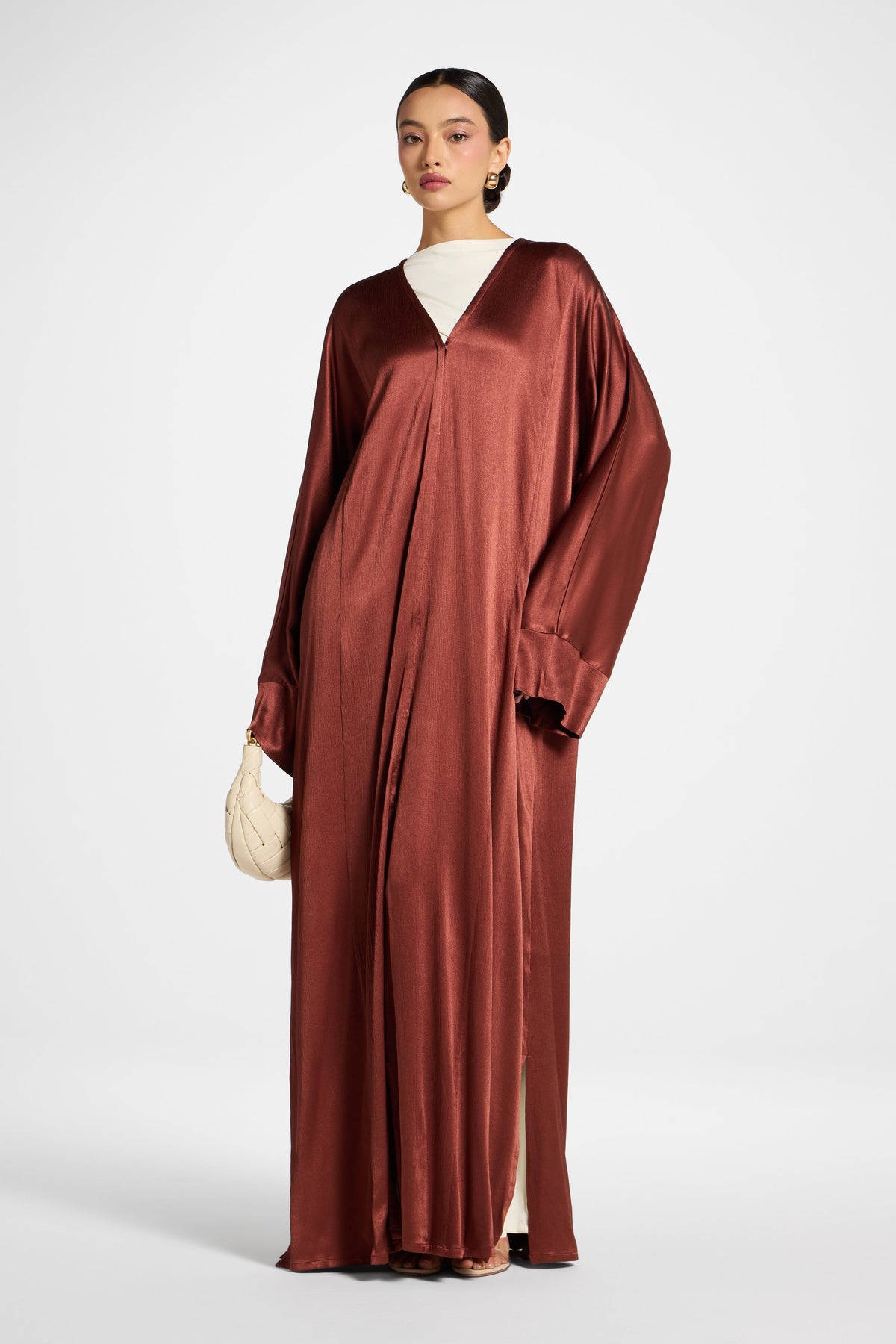 Cotton Open Abaya - Chocolate Raspberry