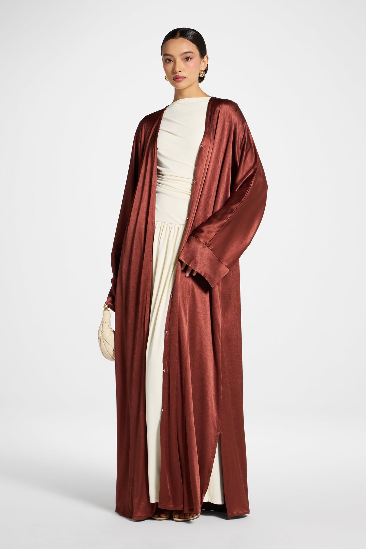 Cotton Open Abaya - Chocolate Raspberry