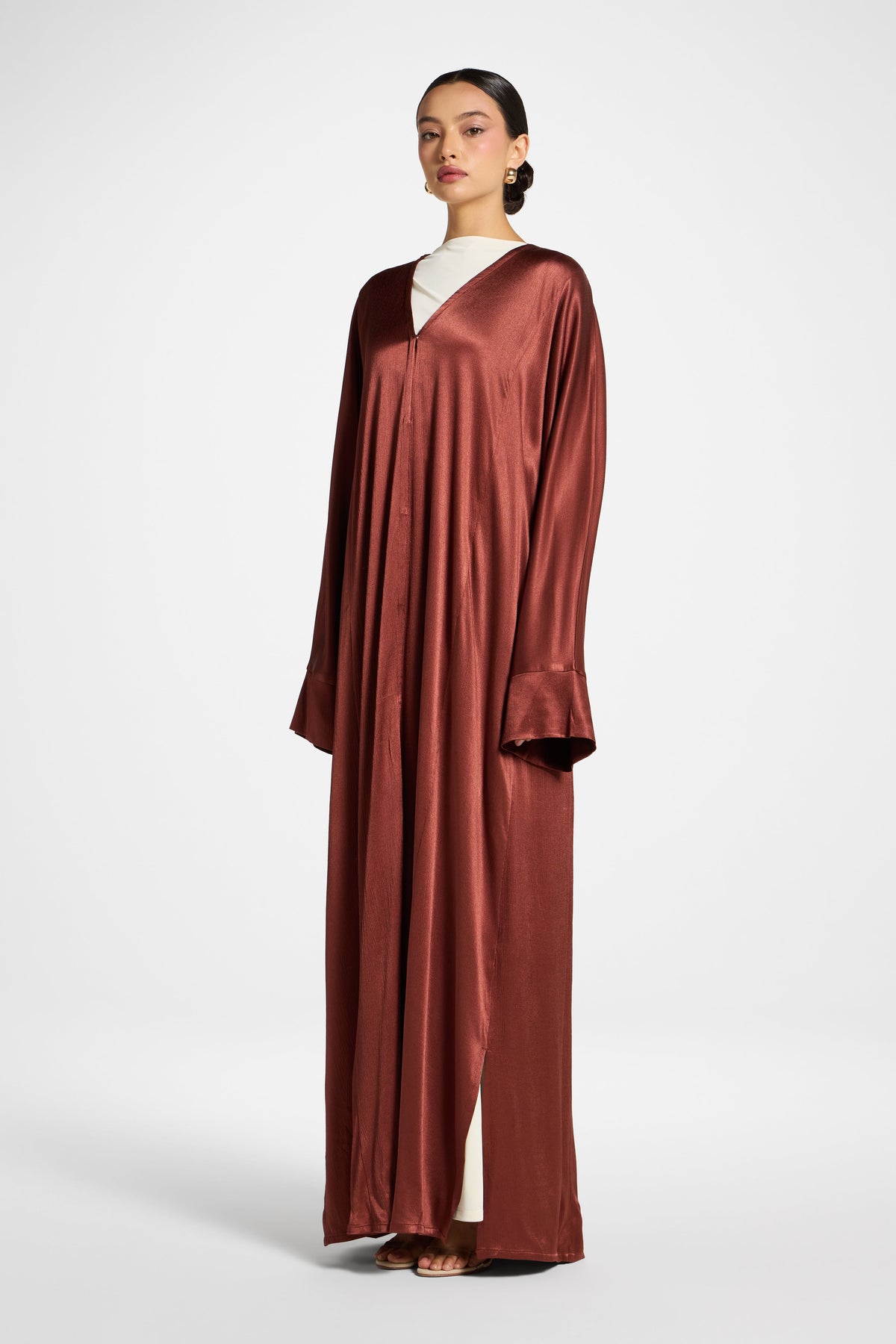 Cotton Open Abaya - Chocolate Raspberry