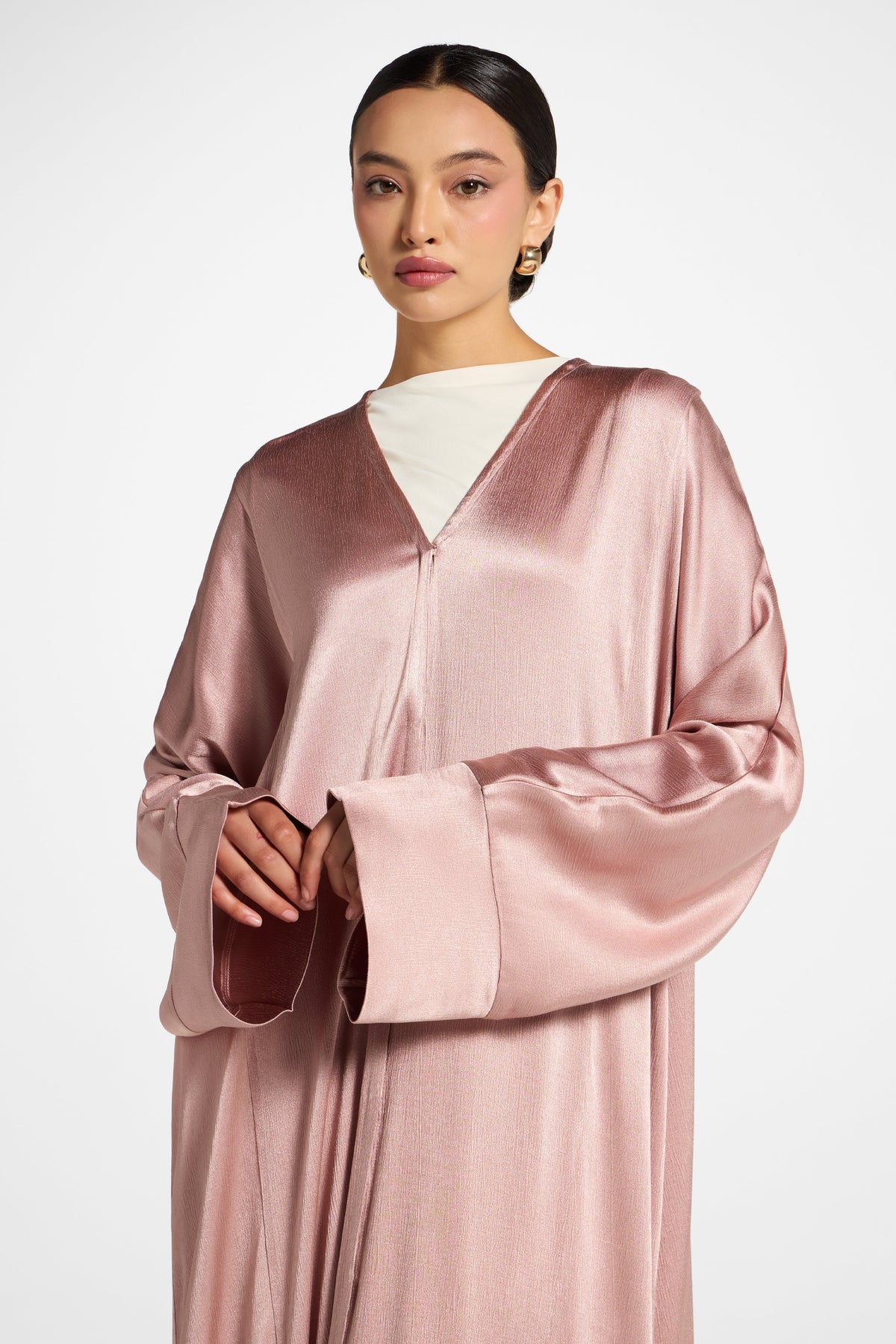 Cotton Open Abaya - Dusty Pink