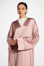 Cotton Open Abaya - Dusty Pink