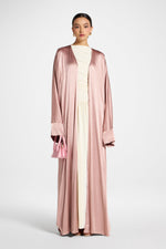 Cotton Open Abaya - Dusty Pink