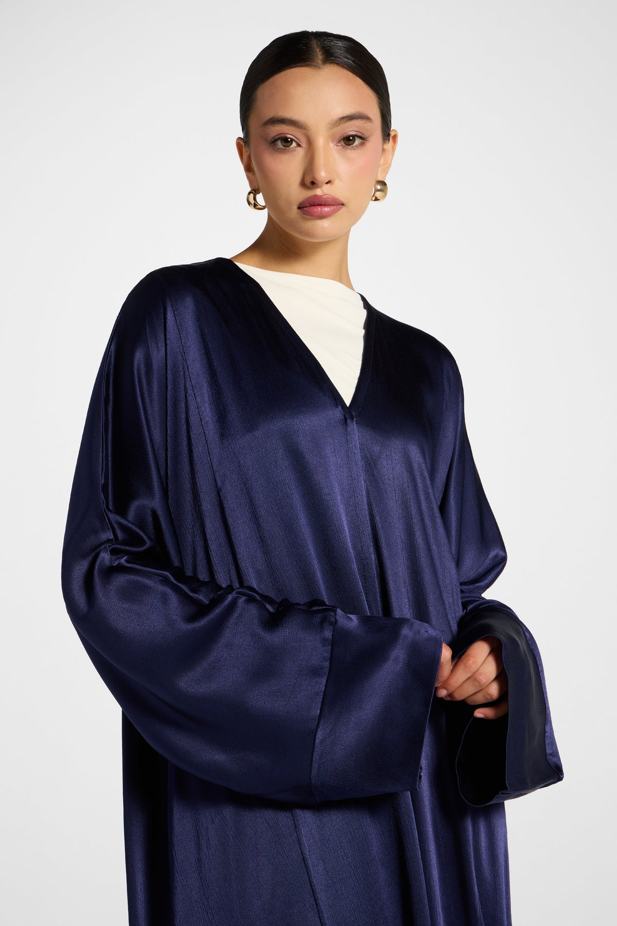 Cotton Open Abaya - Midnight