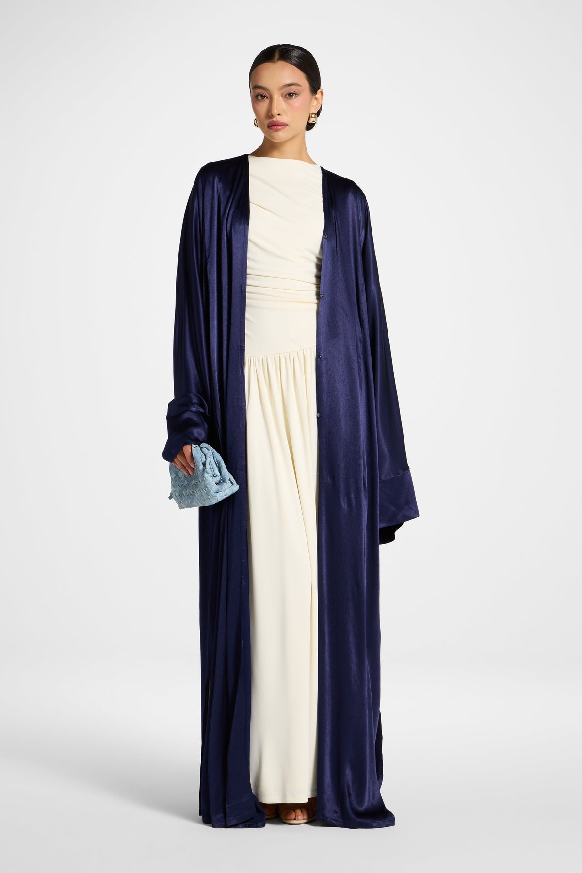 Cotton Open Abaya - Midnight