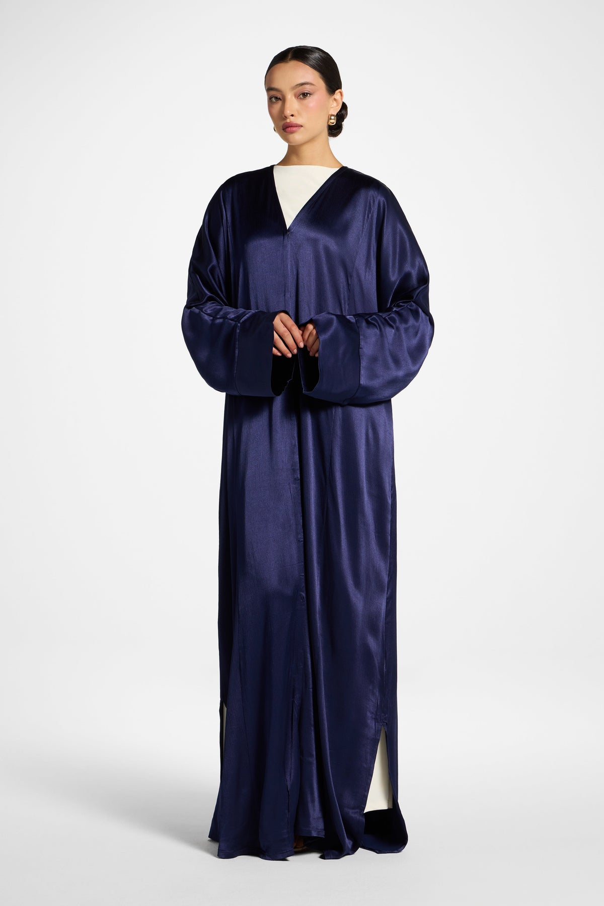 Cotton Open Abaya - Midnight