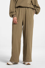 Cotton Pintuck Wide Leg Sweatpants - Midnight Moss