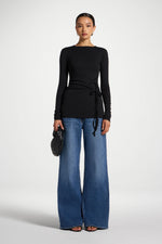 Cotton Side Tie Top - Black