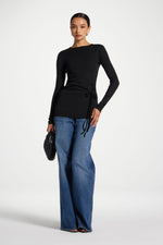 Cotton Side Tie Top - Black