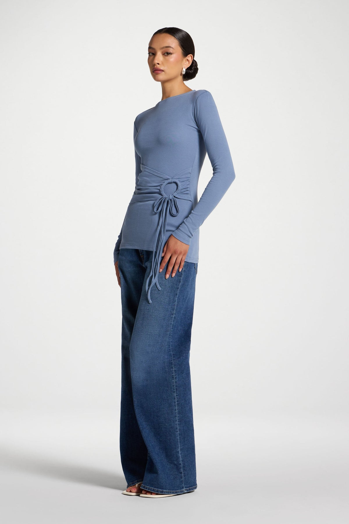 Cotton Side Tie Top - Denim