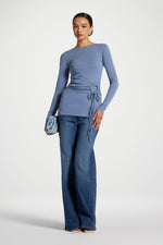 Cotton Side Tie Top - Denim