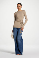 Cotton Side Tie Top - Driftwood