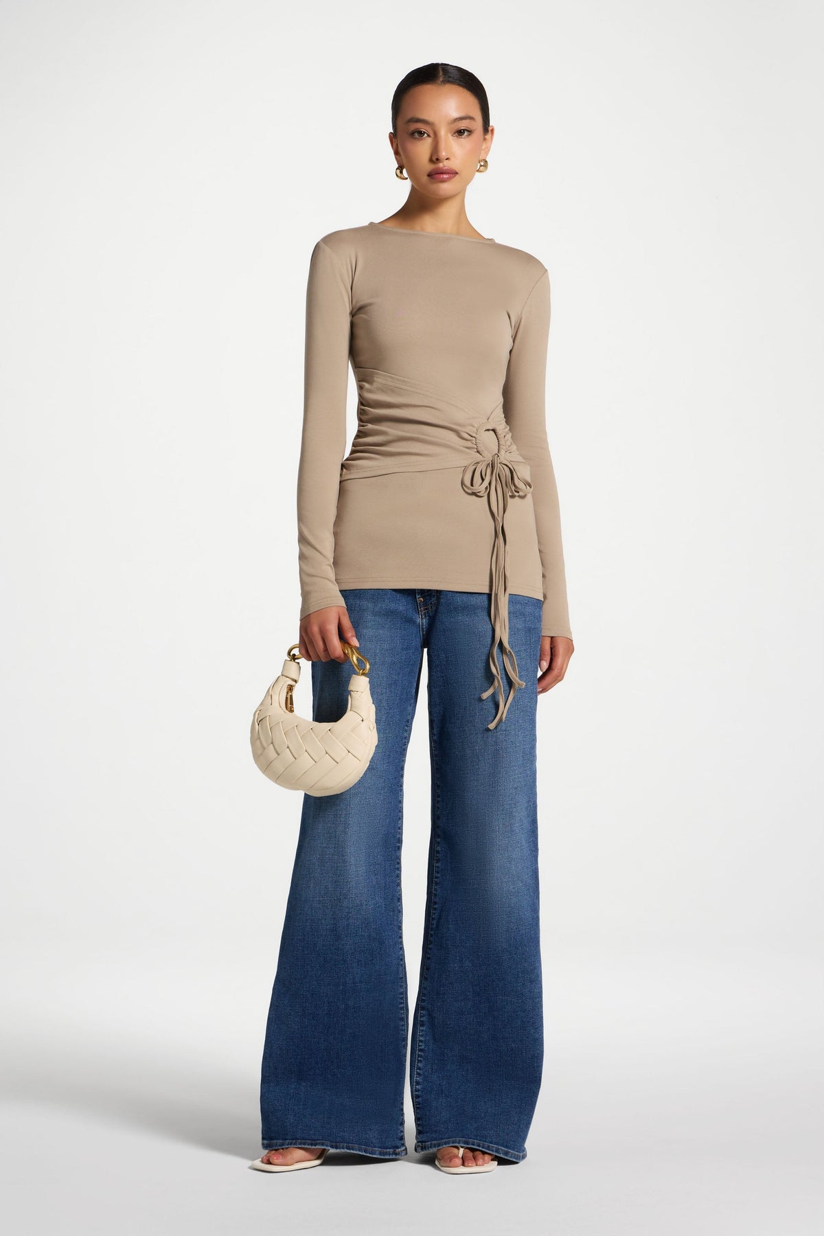 Cotton Side Tie Top - Driftwood