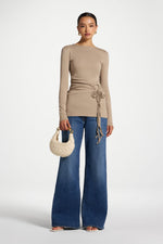Cotton Side Tie Top - Driftwood