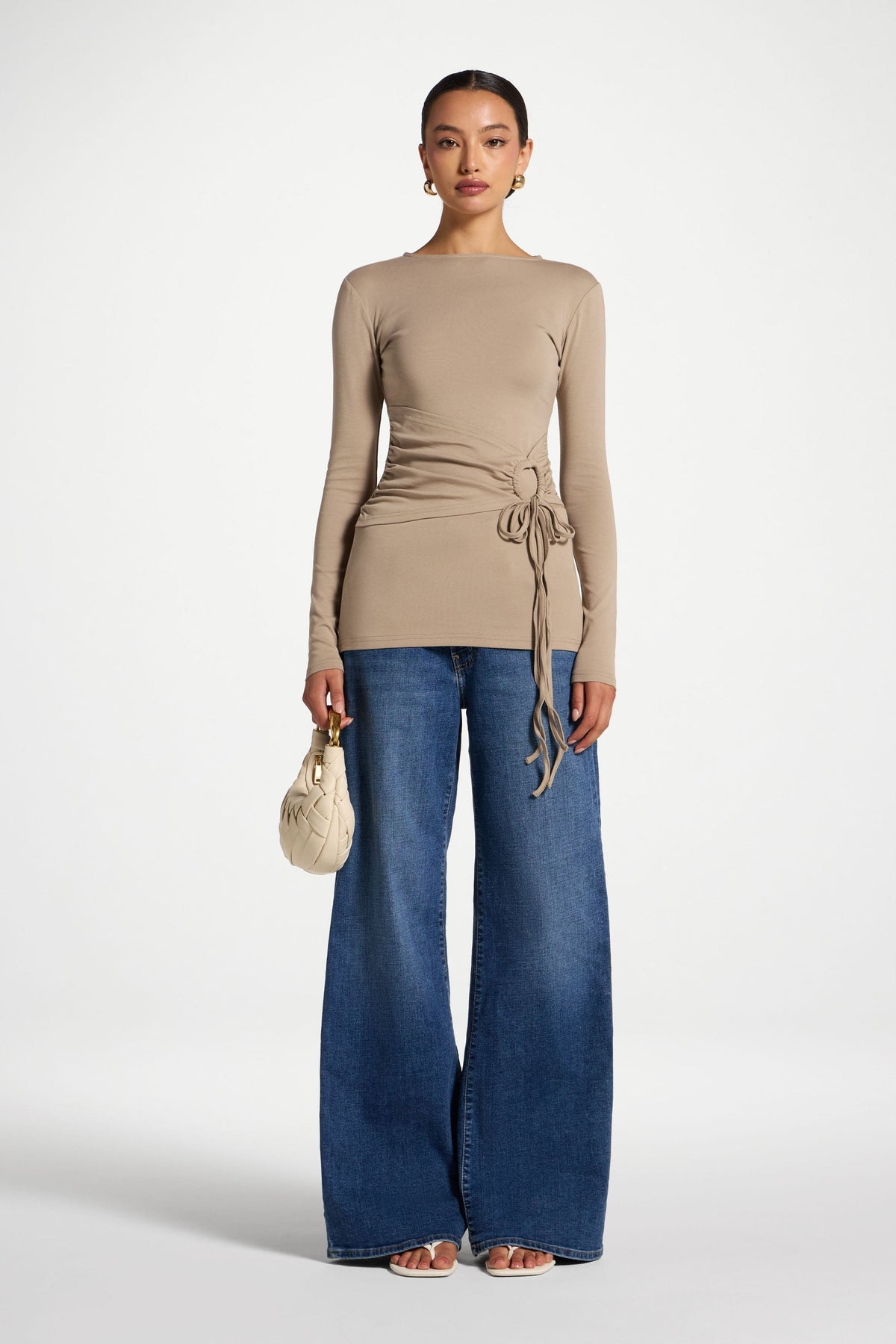 Cotton Side Tie Top - Driftwood