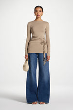 Cotton Side Tie Top - Driftwood