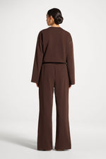 Cotton Wide Leg Pants - Coffee