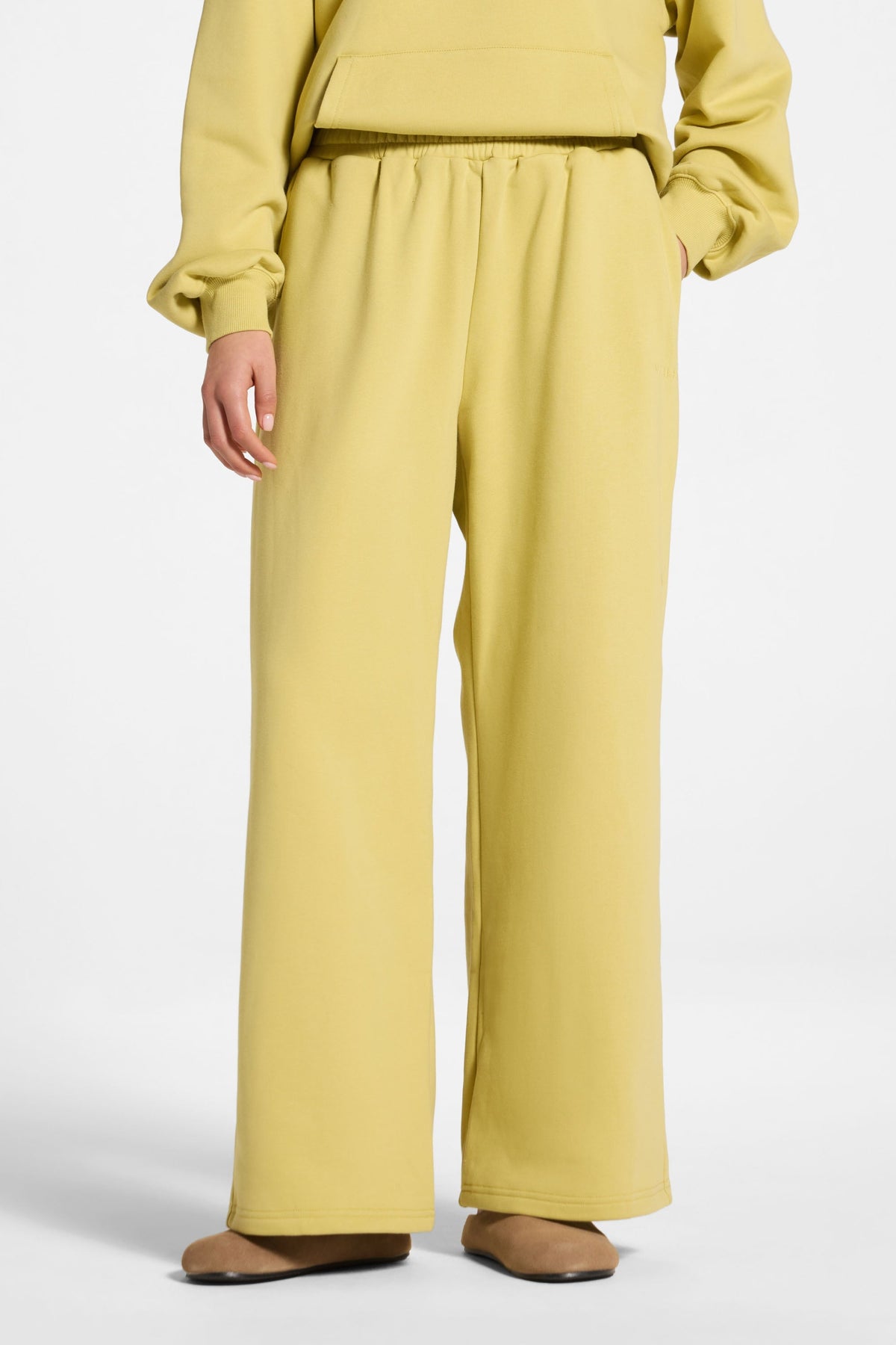 Cotton Wide Leg Sweatpants - Citron