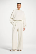 Cotton Wide Leg Sweatpants - Heather Grey