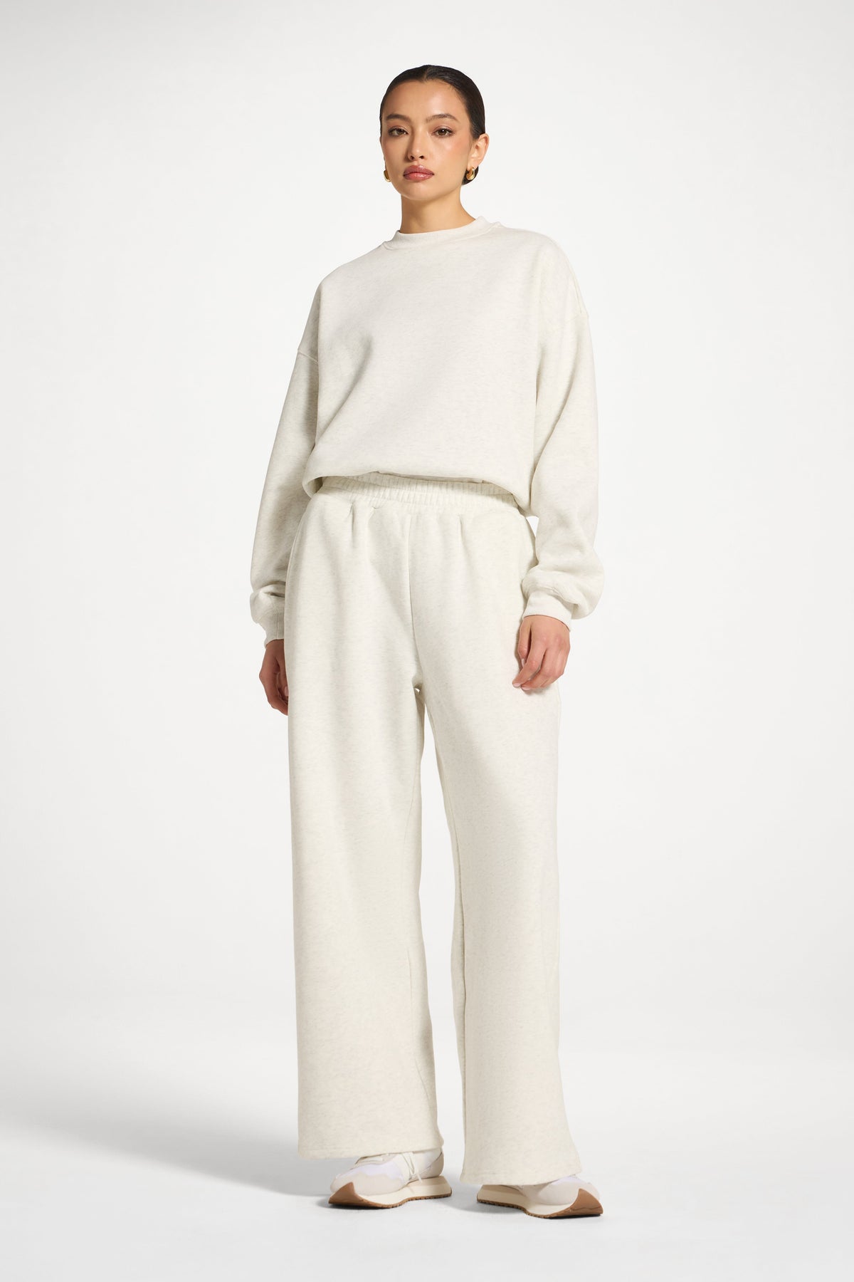 Cotton Wide Leg Sweatpants - Heather Grey