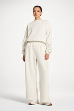 Cotton Wide Leg Sweatpants - Heather Grey