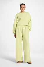 Cotton Wide Leg Sweatpants - Limeade
