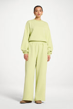 Cotton Wide Leg Sweatpants - Limeade