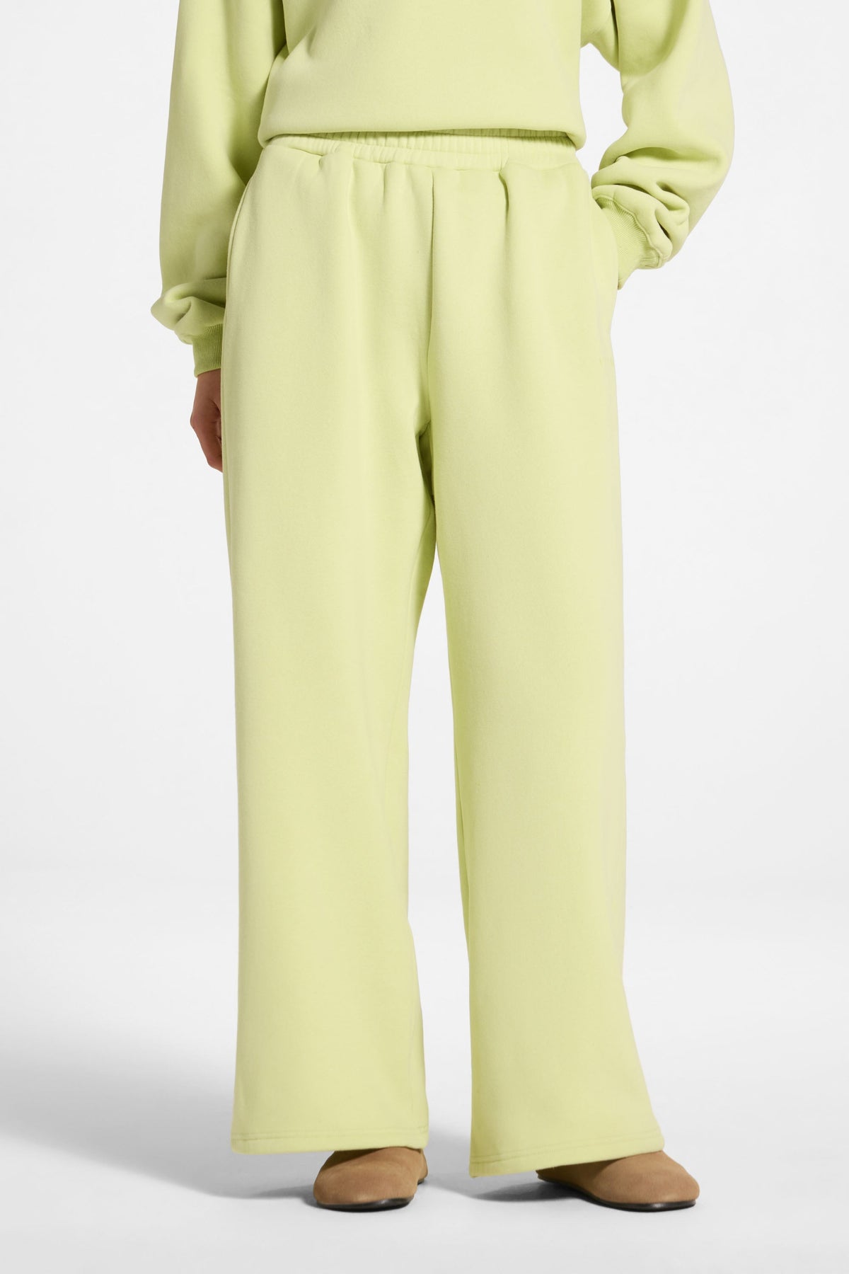 Cotton Wide Leg Sweatpants - Limeade