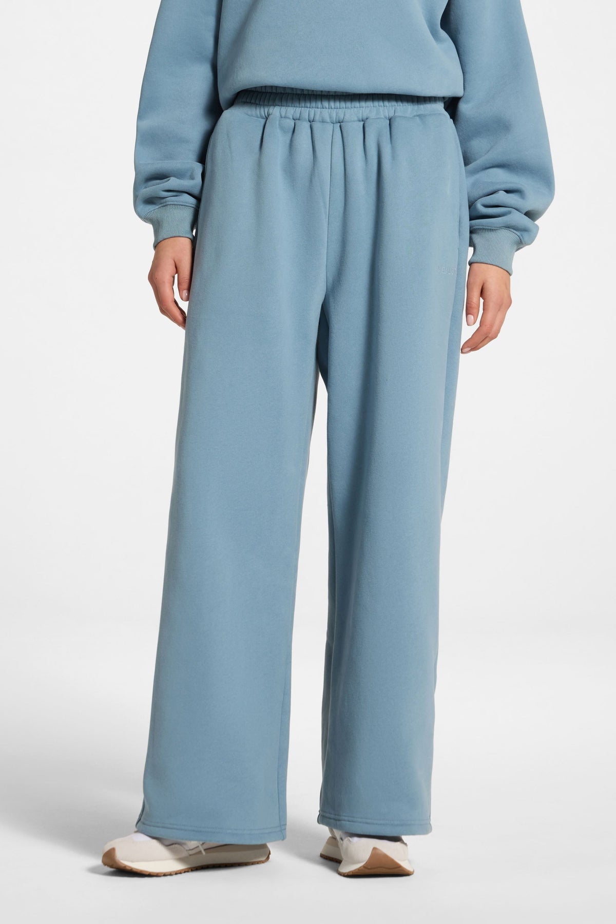 Cotton Wide Leg Sweatpants - Steel Blue