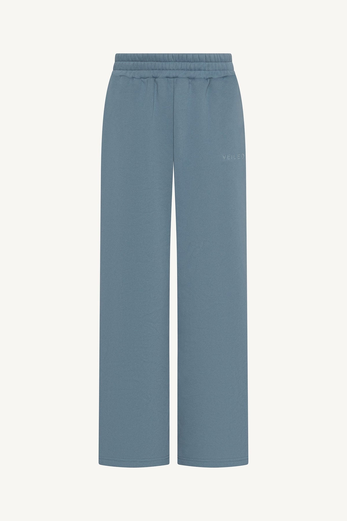 Cotton Wide Leg Sweatpants - Steel Blue