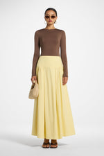 Cotton Wide Yoke Skirt - Banana