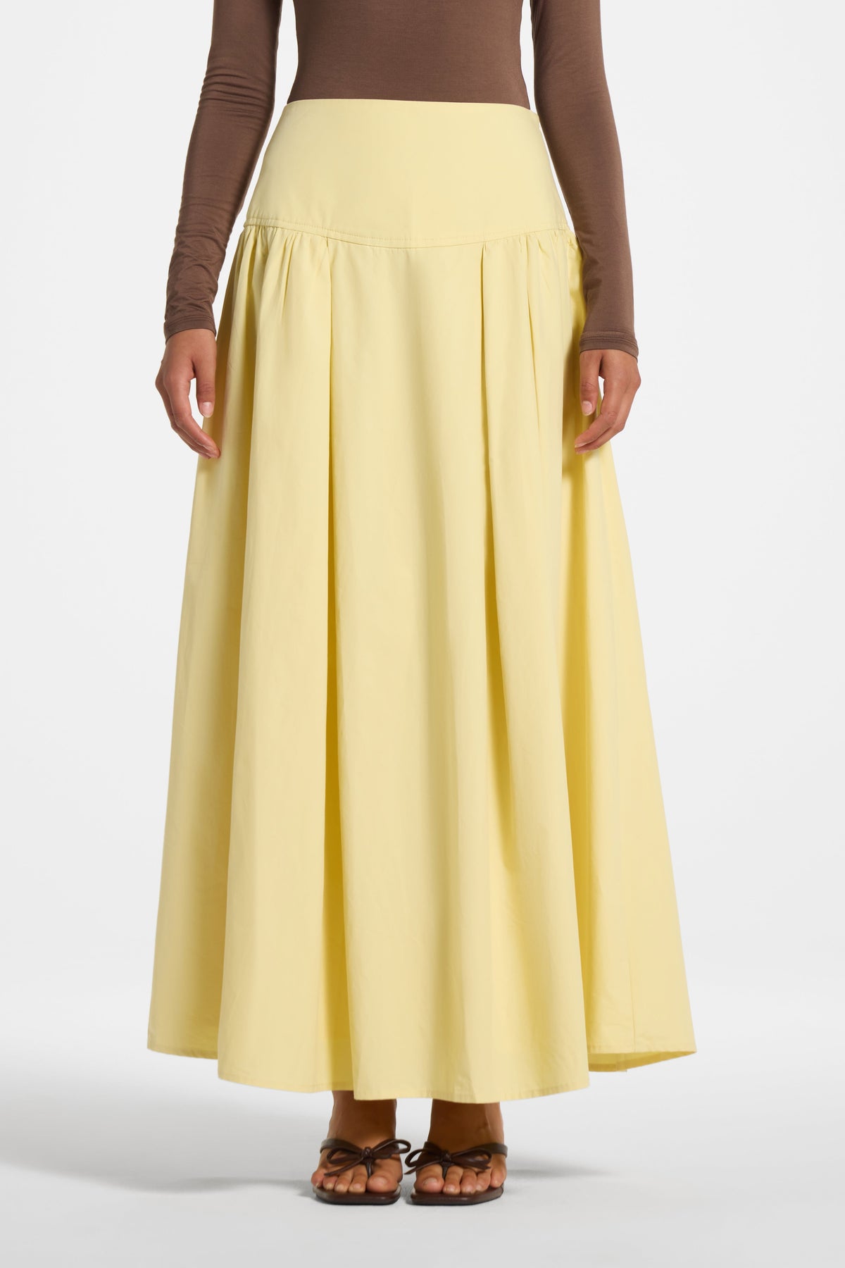 Cotton Wide Yoke Skirt - Banana