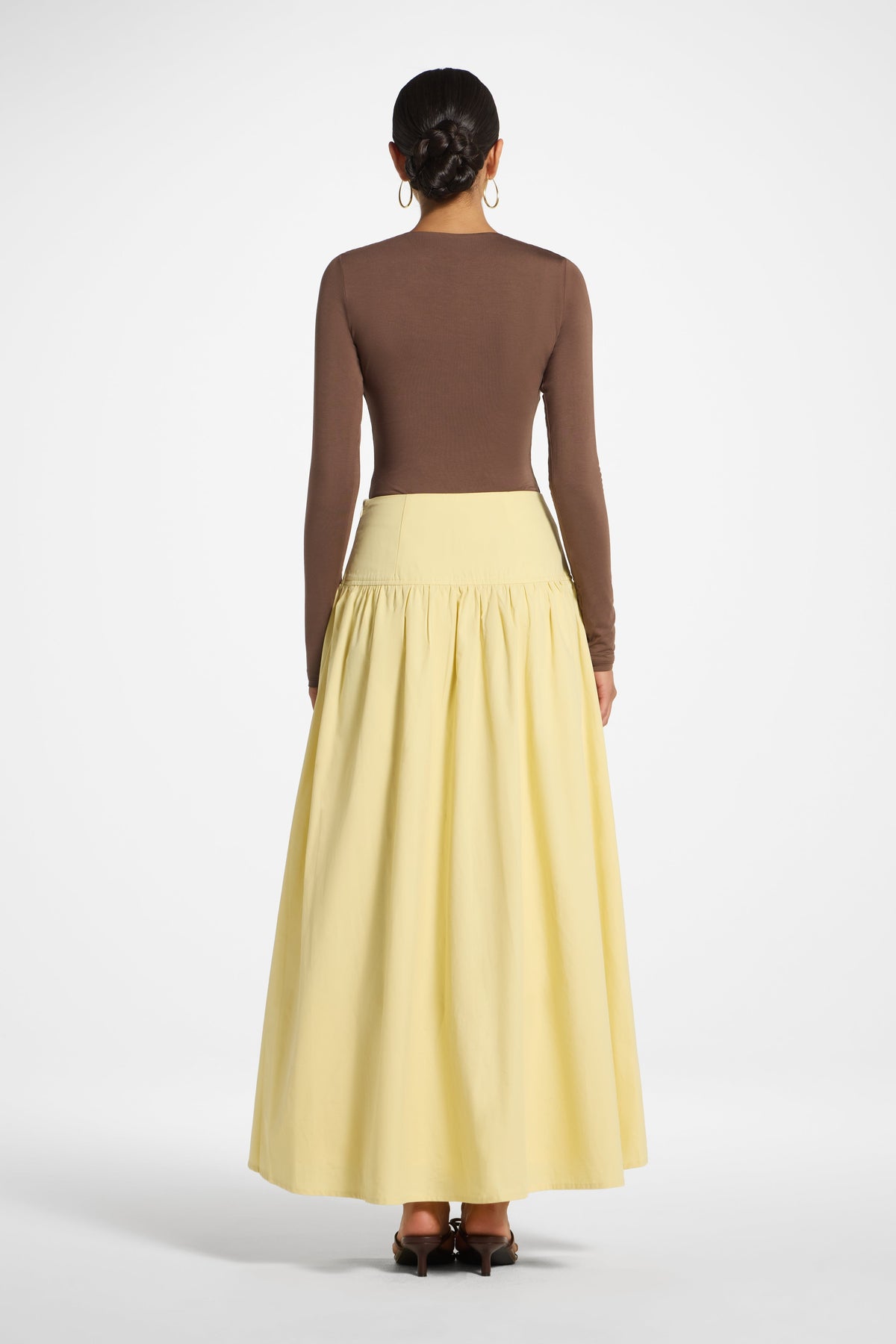 Cotton Wide Yoke Skirt - Banana