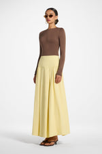 Cotton Wide Yoke Skirt - Banana