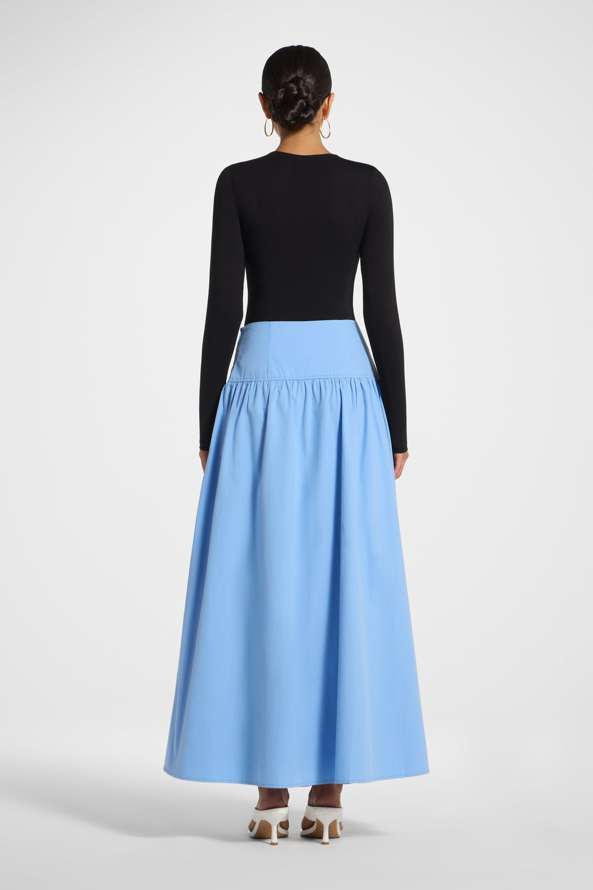 Cotton Wide Yoke Skirt - Blue