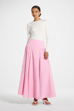 Cotton Wide Yoke Skirt - Bubblegum Pink