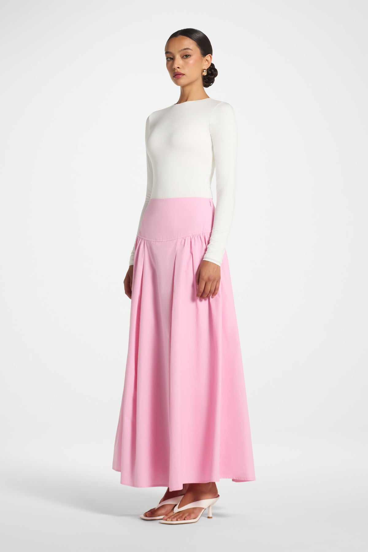 Cotton Wide Yoke Skirt - Bubblegum Pink