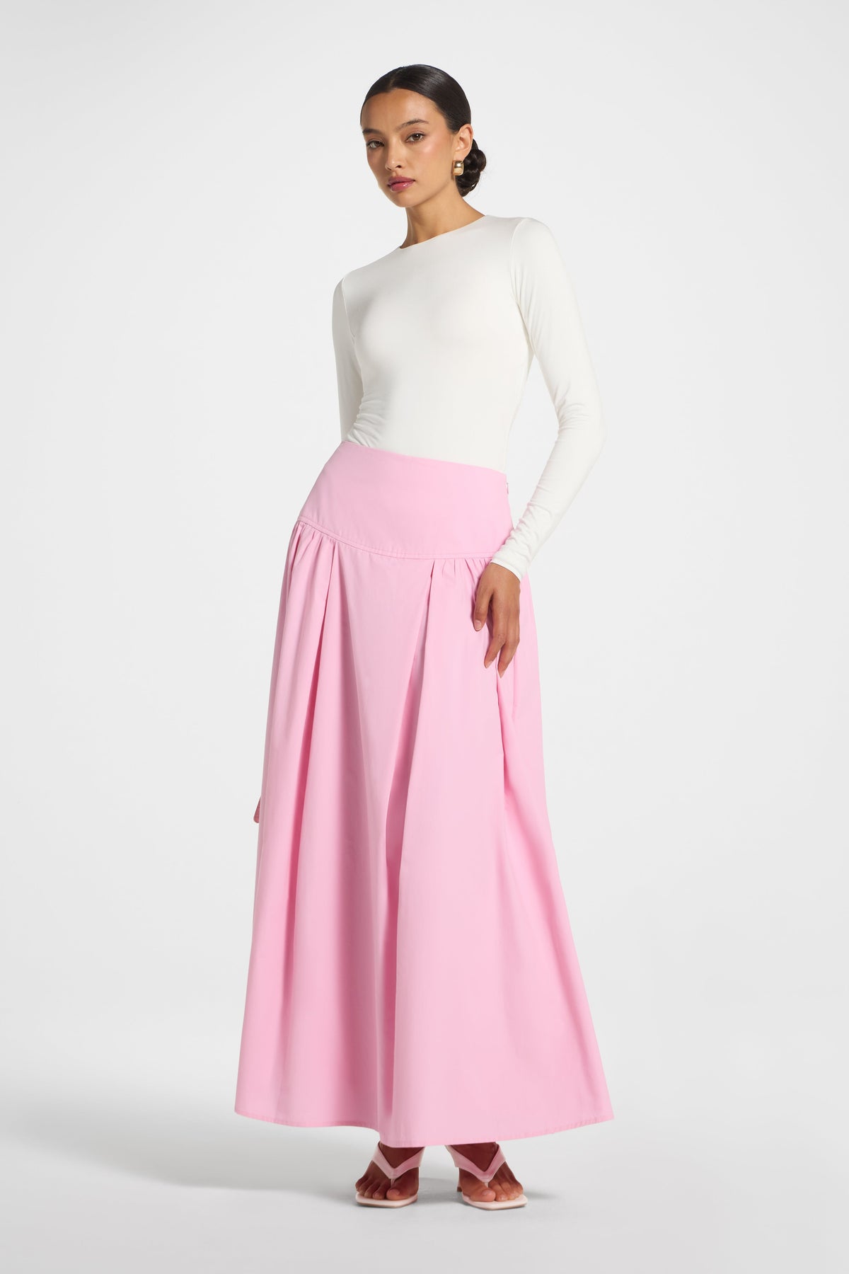 Cotton Wide Yoke Skirt - Bubblegum Pink