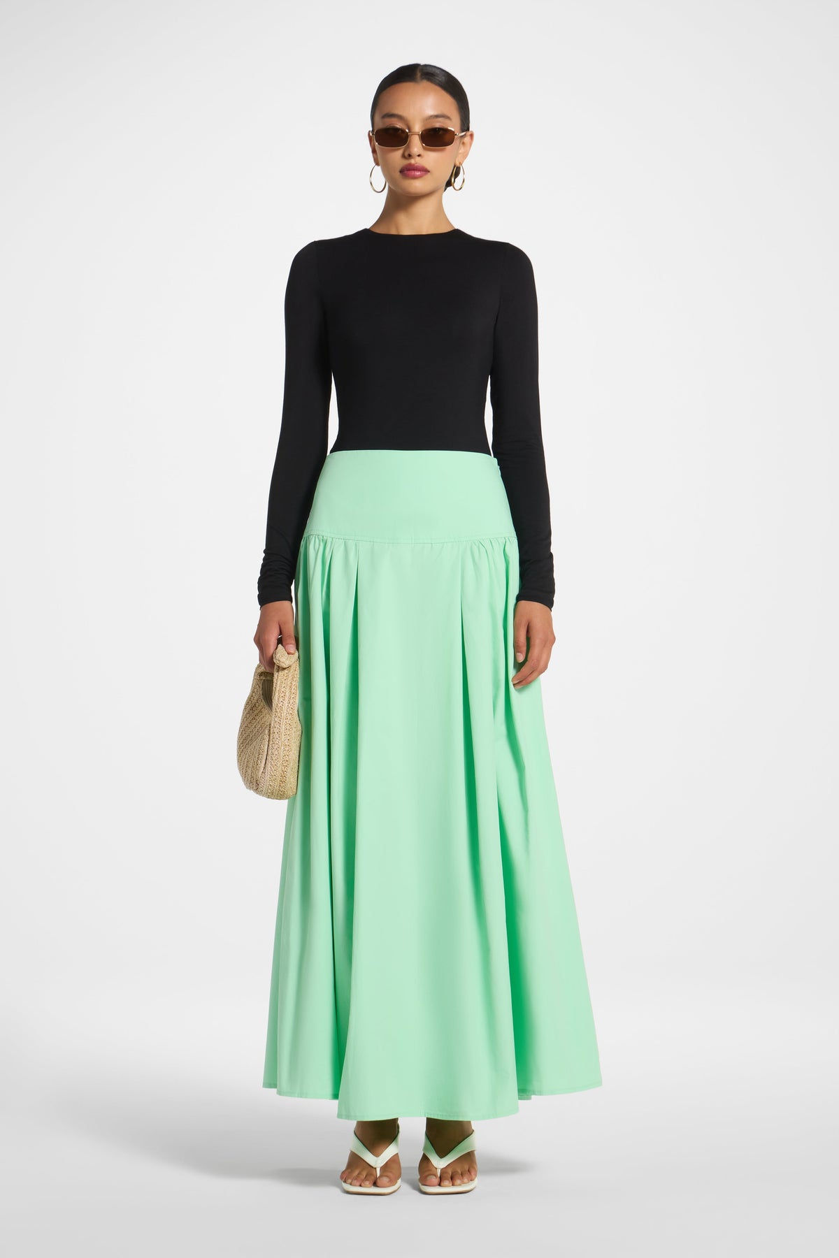 Cotton Wide Yoke Skirt - Jelly Mint