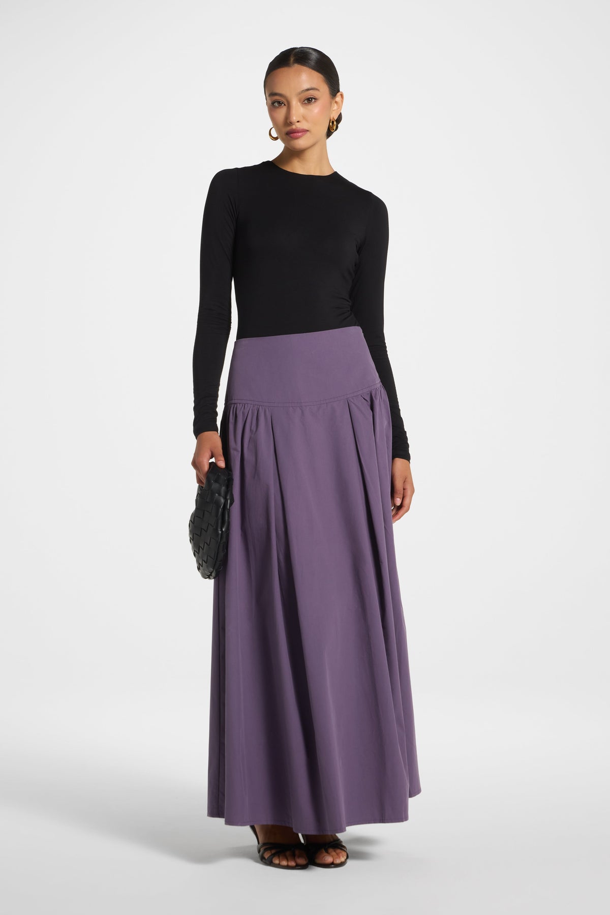 Cotton Wide Yoke Skirt - Purple Sage