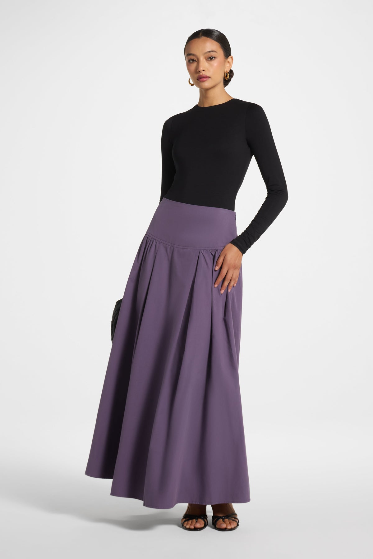 Cotton Wide Yoke Skirt - Purple Sage