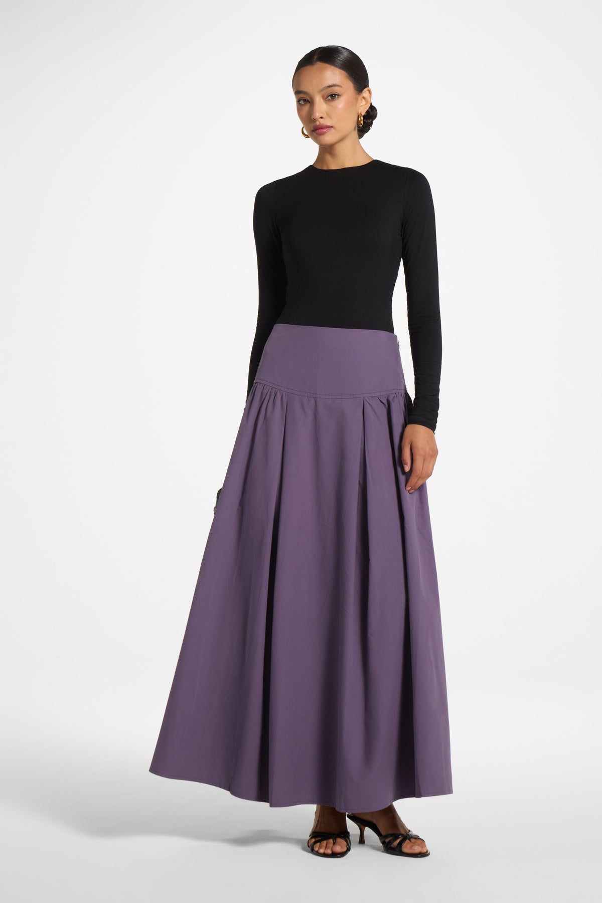 Cotton Wide Yoke Skirt - Purple Sage