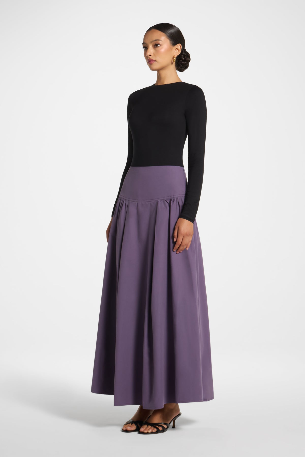 Cotton Wide Yoke Skirt - Purple Sage