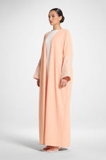 Dalal Embroidered Open Abaya - Peach