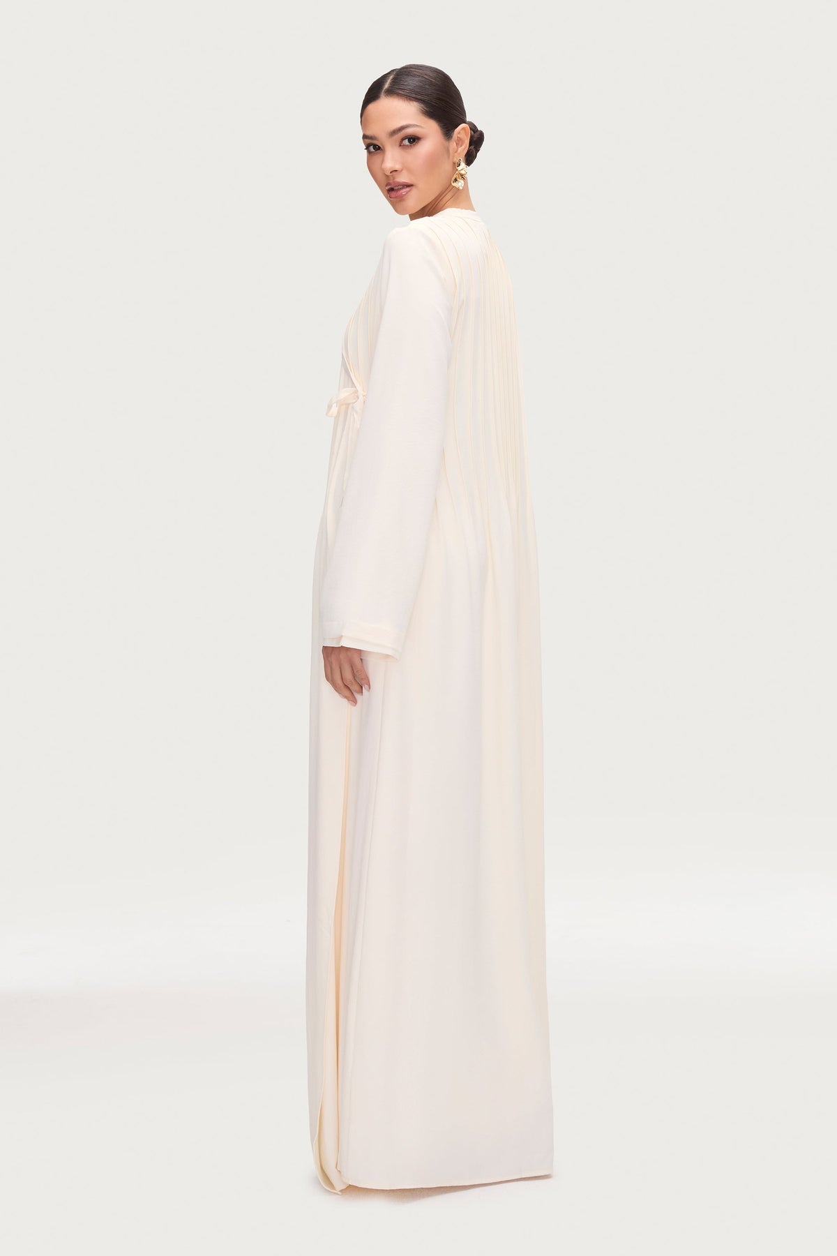 Dania Crossover Tie Open Abaya - Moonbeam